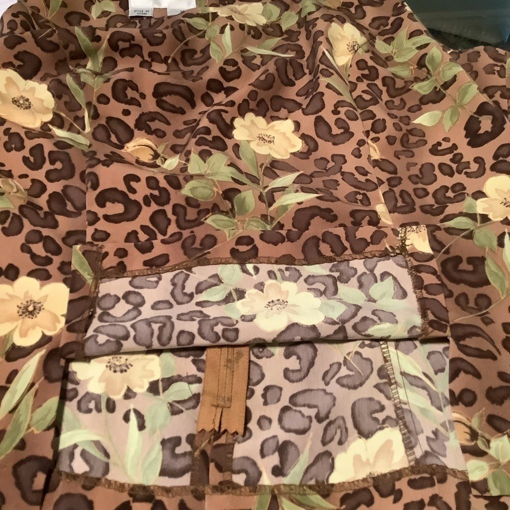 Betsy's Things Vintage Leopard Floral Print 2 Piece Set Peplum‎ Top Skirt 931985 - Picture 4 of 11